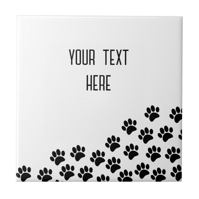 Carreau Empreintes de pattes de chiot noir avec Carré de t (Devant)