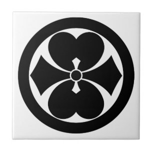 CARREAU EN CÉRAMIQUE 丸い二つ剣酢漿草