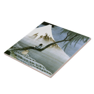 Carreau En Céramique 北 斎 Boy & Mt Fuji Art