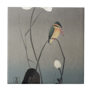 Carreau En Céramique 蓮にカワセミ, martin-pêcheur de 古邨 sur Lotus, Koson,