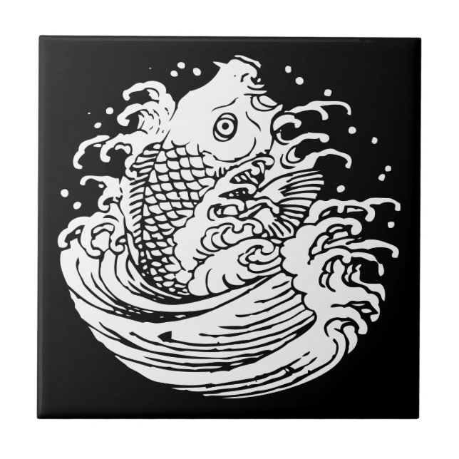 CARREAU EN CÉRAMIQUE 鯉に水 (Devant)