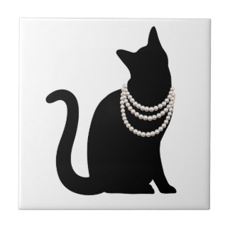 CARREAU EN CÉRAMIQUE 黒猫と宝石 タイル