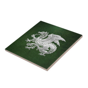 Carreau En Céramique [100] Dragon islandais, Landvættir [argent]