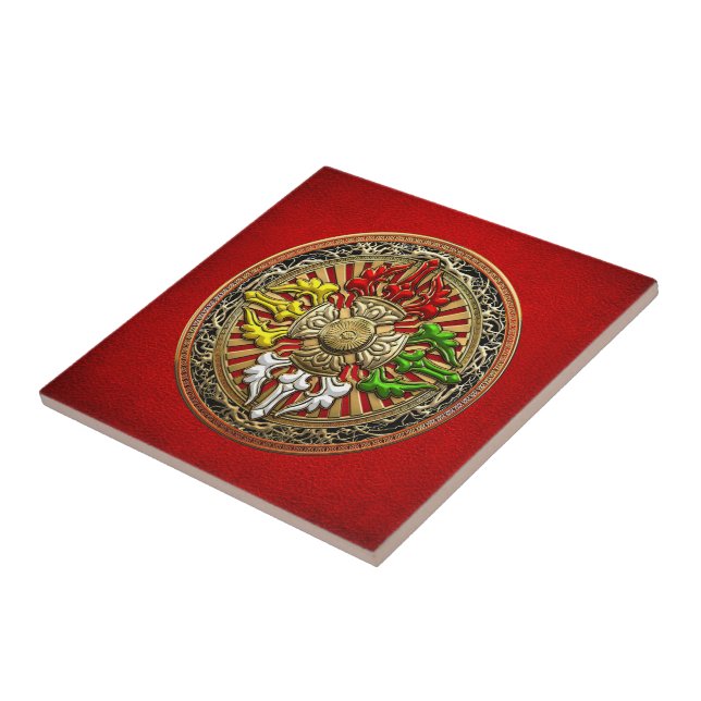 Carreau En Céramique [100] Tibétain Double Dorje Mandala (Côté)