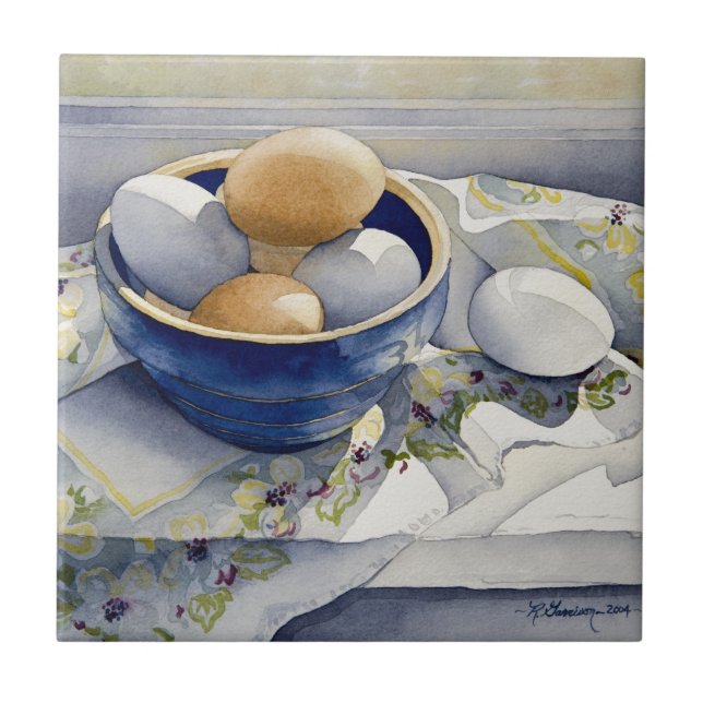 Carreau En Céramique 1791 oeufs dans la cuvette bleue (Devant)