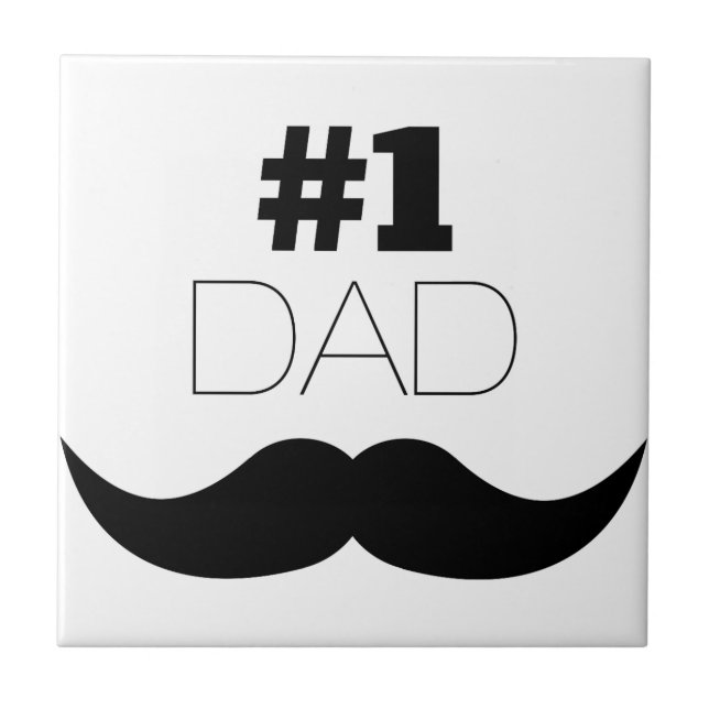 Carreau En Céramique #1 Papa Mustache noire - Numéro Un (Devant)