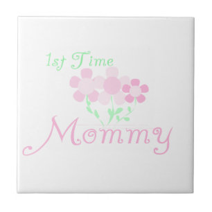 Carreau En Céramique 1ère Fleurs roses Mommy Cadeaux