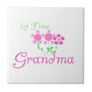 Carreau En Céramique 1ère fois Grandma Fleurs roses cadeaux