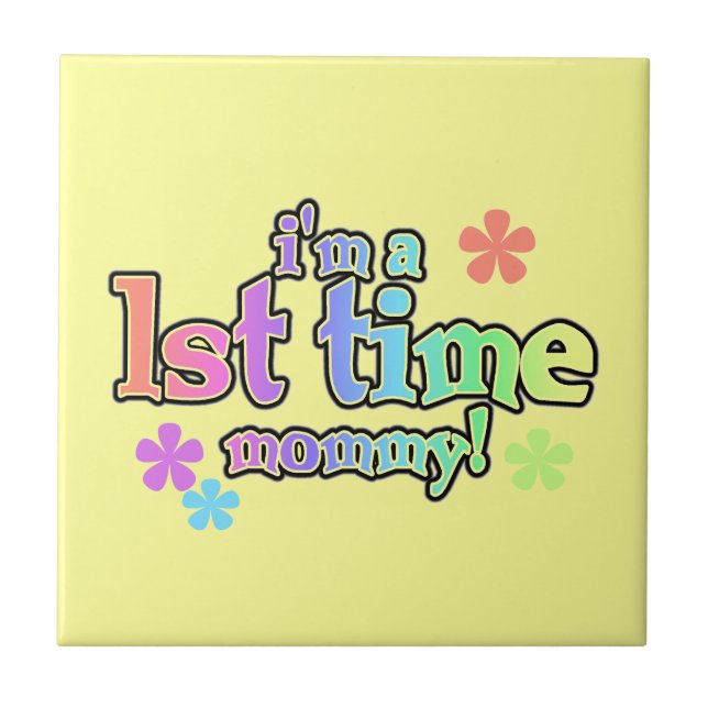 Carreau En Céramique 1ère fois Mommy Rainbow Text Cadeaux (Devant)