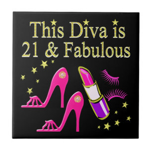 CARREAU EN CÉRAMIQUE 21 & FABULOUS PINK SHOE ET LIPSTICK DIVA DESIGN
