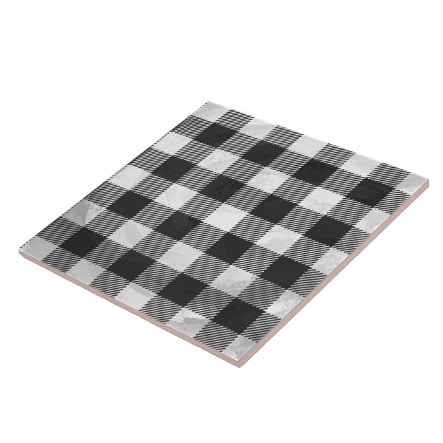 Carreau En Céramique à damiers Plaid Noir Et Blanc (Côté)