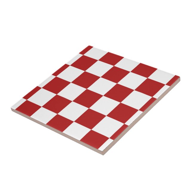 Carreau En Céramique À damiers rouge et blanc (Côté)