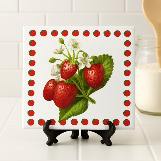 Carreau en céramique à motif de fraise de style ca (Créateur téléchargé)