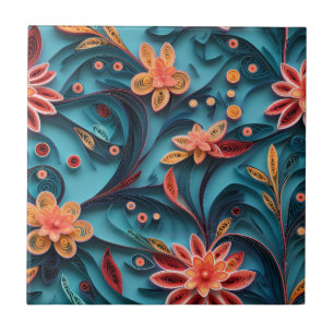 Carreau en céramique à motif floral papier sans co