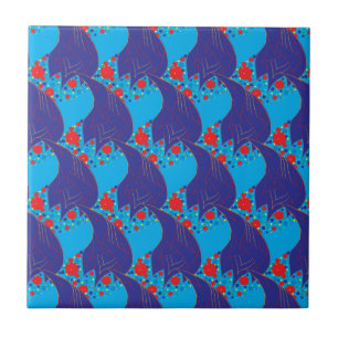 Carreau En Céramique Abstrait moderne BLUE et rouge Rainbow gouttes mot