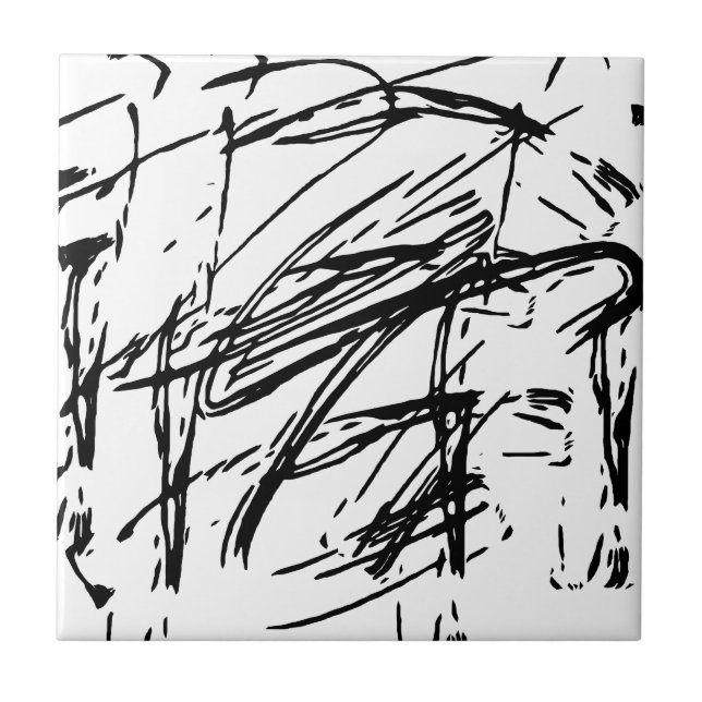 Carreau En Céramique Abstrait noir et blanc (Devant)