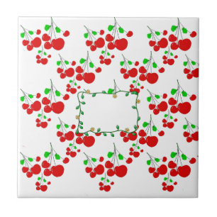Carreau En Céramique Accessoires de motif de cerisier rouge personnalis