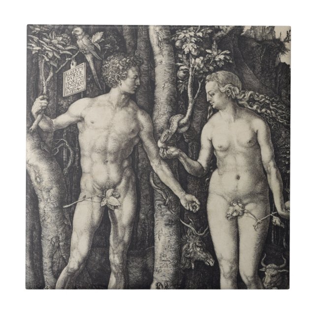 Carreau En Céramique Adam et gravure d'Ève par Albrecht Durer (Devant)