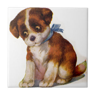 Carreau En Céramique adorable chiot des années 1930 no 2