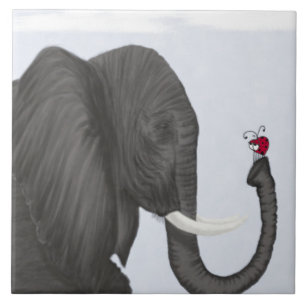 Carreau En Céramique Adorable éléphant et mignonne coccinelle