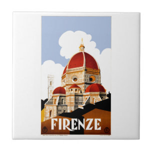 Carreau En Céramique Affiche 1930 de voyage de Florence Italie