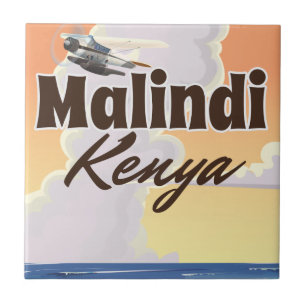 Carreau En Céramique Affiche de vacances vintage Malindi Kenya