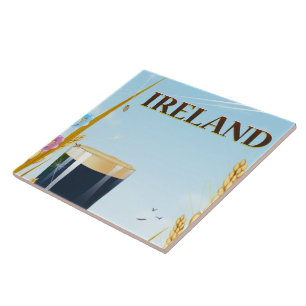 Carreau En Céramique Affiche de voyage de paysage de pintes d'Irlande