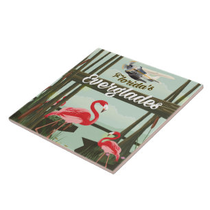 Carreau En Céramique affiche de voyage dessin animé des Everglades de F