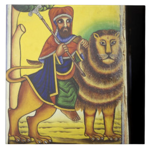 Carreau En Céramique Afrique, Éthiopie. Œuvre d'art représentant le Lio