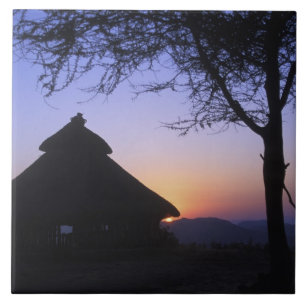 Carreau En Céramique Afrique, Éthiopie, région du fleuve Omo, coucher