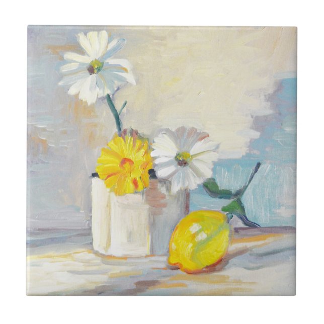 Carreau En Céramique Agrume et toile (Devant)