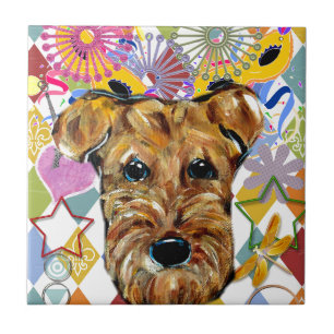 CARREAU EN CÉRAMIQUE AIREDALE TERRIER