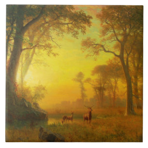 Carreau En Céramique Albert Bierstadt Light dans la forêt