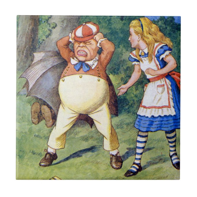 Carreau En Céramique Alice et un Tweedledum fâché au pays des (Devant)