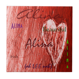 Carreau En Céramique Alina Nom irlandais Signification avec Coeur rouge