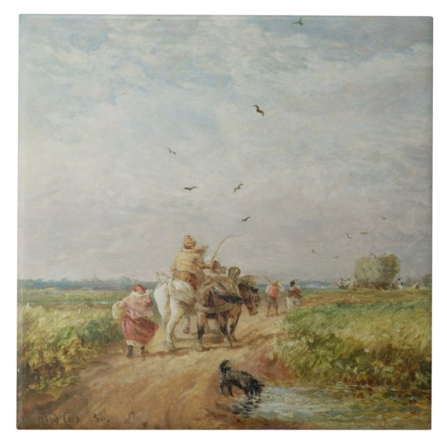 Carreau En Céramique Allant à Hayfield, 1853 (huile sur le carton à (Devant)