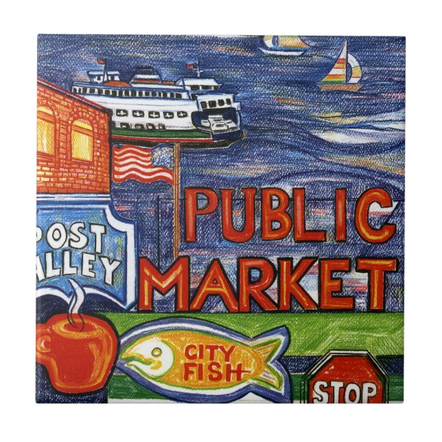 Carreau En Céramique Allée de courrier avec le ferry (Devant)