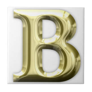 Carreau En Céramique Alphabet brillant d'or de la lettre B
