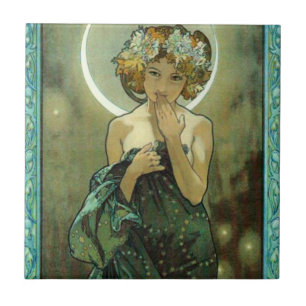 Carreau En Céramique Alphonse Mucha Clair De Lune Tile