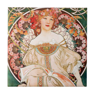 Carreau En Céramique Alphonse Mucha F. Champenois Tile