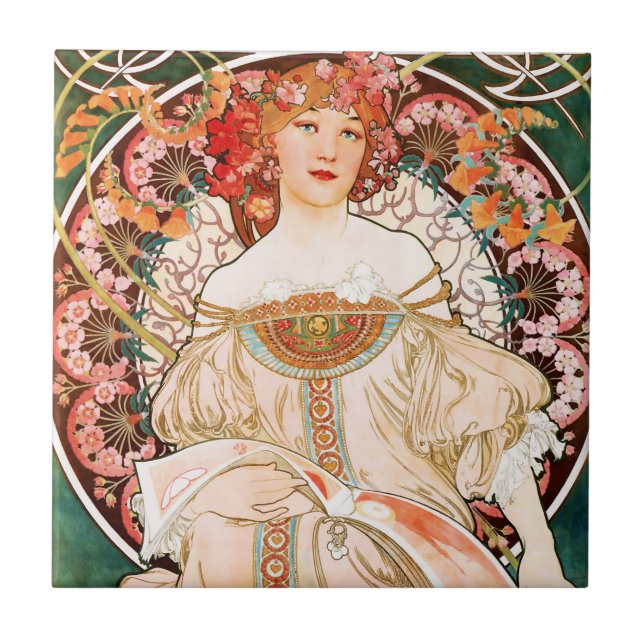 Carreau En Céramique Alphonse Mucha F. Champenois Tile (Devant)
