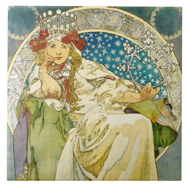 Carreau En Céramique Alphonse Mucha Princess Hyacinth Art Nouveau (Devant)