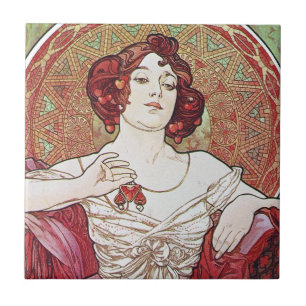 Carreau En Céramique Alphonse Mucha Ruby