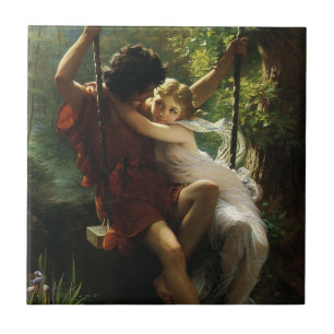 Carreau En Céramique Amants sur une balançoire. Le Printemps de Pierre 