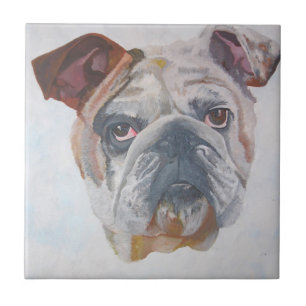 Carreau En Céramique American Bulldog Artistic Pet Portrait