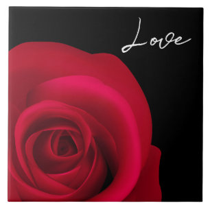 Carreau En Céramique Amour. Elégant Red Rose Valentine's Day Cadeau