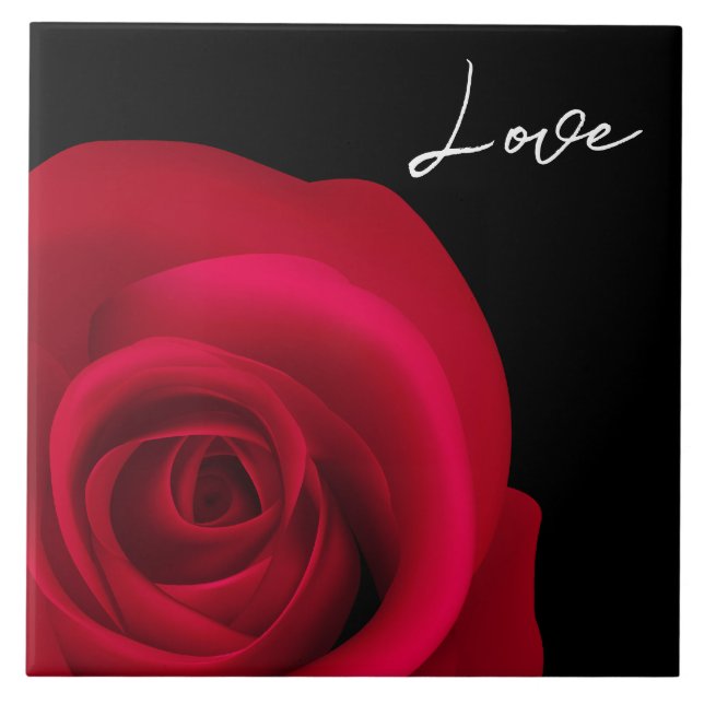 Carreau En Céramique Amour. Elégant Red Rose Valentine's Day Cadeau (Devant)