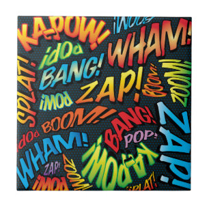 Carreau En Céramique Amusants Sons de Bande Dessinée Rétro Pop Art