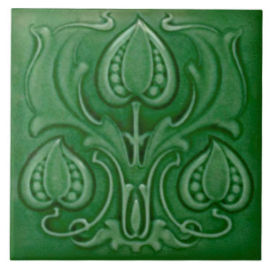 Carreau En Céramique Ancien quartier Art nouveau Green Majolica Repro