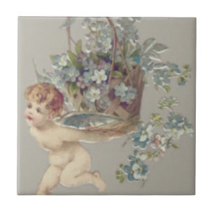 Carreau En Céramique Angel Tcherub Cupidon Oublier-Moi-Pas
